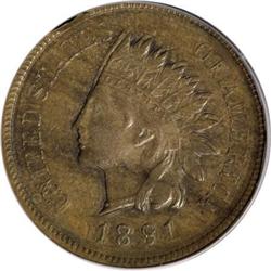 1891 Indian Cent Rotated Triple Struck PCGS AU53