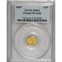 1849 G$1 Closed Wreath MS62 PCGS