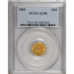 1855 G$1 AU58 PCGS