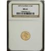 Image 1 : 1873 G$1 Closed 3 MS61 NGC