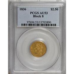 1836 $2 1/2 Block 8 AU53 PCGS