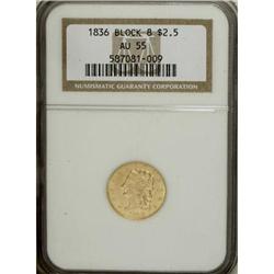 1836 $2 1/2 Block 8 AU55 NGC