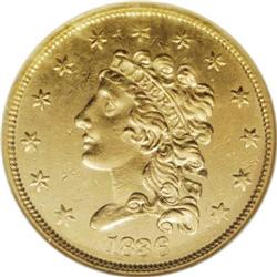 1836 $2 1/2 Block 8 AU58 NGC