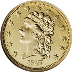 1837 $2 1/2 AU58 NGC