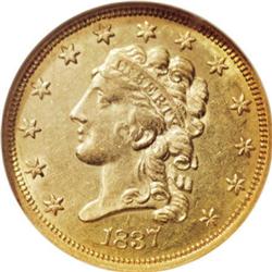 1837 $2 1/2 MS61 NGC