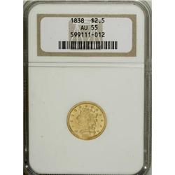 1838 $2 1/2 AU55 NGC