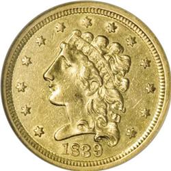 1839 $2 1/2 AU53 NGC