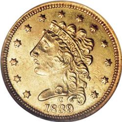 1839-C $2 1/2 MS60 NGC