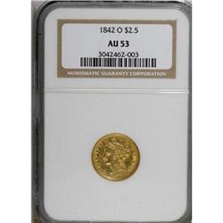 1842-O $2 1/2 AU53 NGC