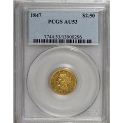 1847 $2 1/2 AU53 PCGS