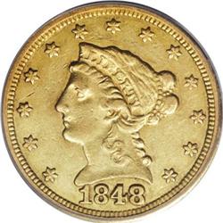 1848-C $2 1/2 AU50 PCGS