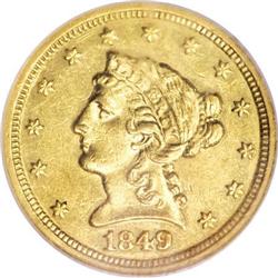 1849-C $2 1/2 AU58 NGC