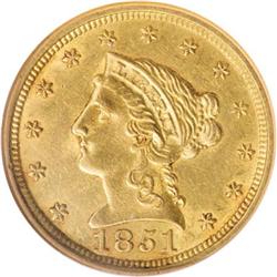 1851-O $2 1/2 AU58 NGC