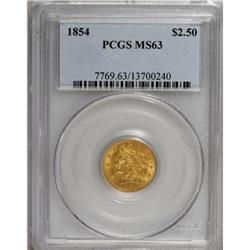 1854 $2 1/2 MS63 PCGS