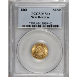 1861 $2 1/2 New Reverse, Type Two MS62 PCGS