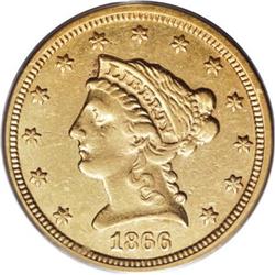 1866 $2 1/2 XF45 PCGS