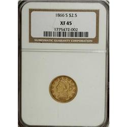 1866-S $2 1/2 XF45 NGC