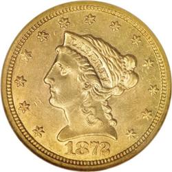 1872-S $2 1/2 AU58 NGC