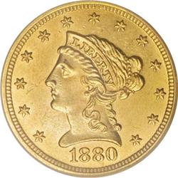 1880 $2 1/2 MS62 PCGS