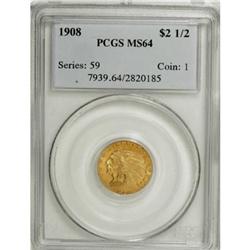 1908 $2 1/2 MS64 PCGS
