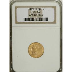1925-D $2 1/2 MS64 NGC