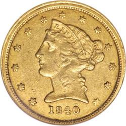 1840-C $5 AU58 NGC