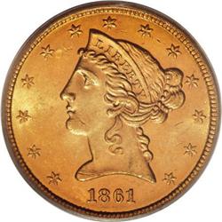 1861 $5 MS63 PCGS