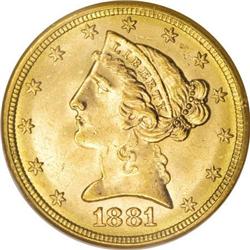 1881 $5 MS65 NGC