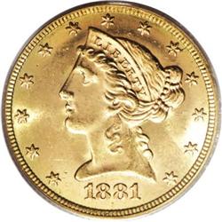 1881/0 $5 MS64 PCGS, FS-301