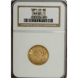 1891-CC $5 MS61 NGC