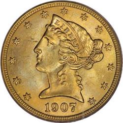 1907-D $5 MS65 PCGS