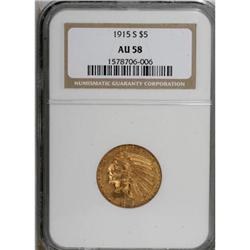 1915-S $5 AU58 NGC