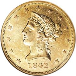 1842 $10 Large Date AU58 NGC