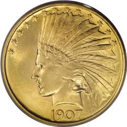 1907 $10 No Periods MS64 PCGS