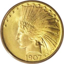 1907 $10 No Periods MS66 PCGS