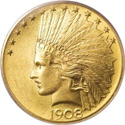 1908 $10 Motto MS64 PCGS