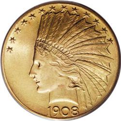 1908 $10 Motto MS64 PCGS