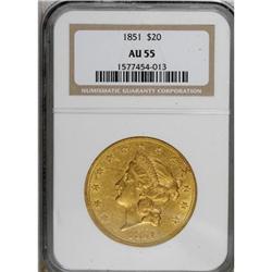 1851 $20 AU55 NGC