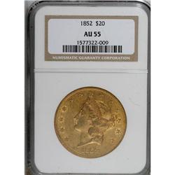 1852 $20 AU55 NGC