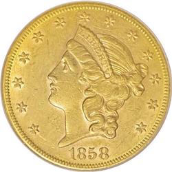 1858-S $20 AU55 PCGS