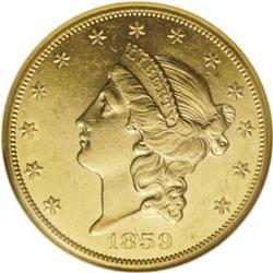 1859-S $20 AU55 NGC