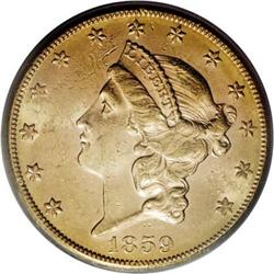 1859-S $20 MS61 PCGS