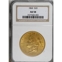 1860 $20 AU58 NGC