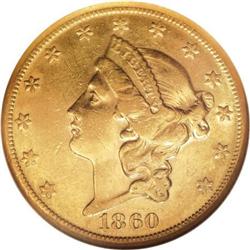 1860-S $20 AU55 NGC