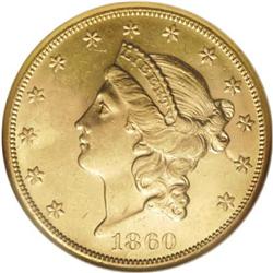 1860-S $20 MS61 NGC