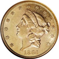 1864 $20 AU58 NGC