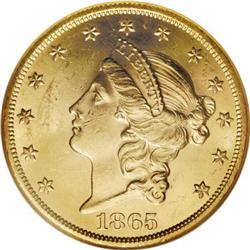 1865 $20 MS62 NGC