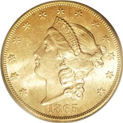 1865-S $20 MS62 PCGS