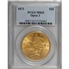 Image 1 : 1873 $20 Open 3 MS62 PCGS
