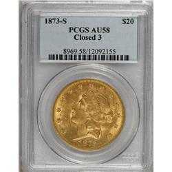 1873-S $20 Closed 3 AU58 PCGS
